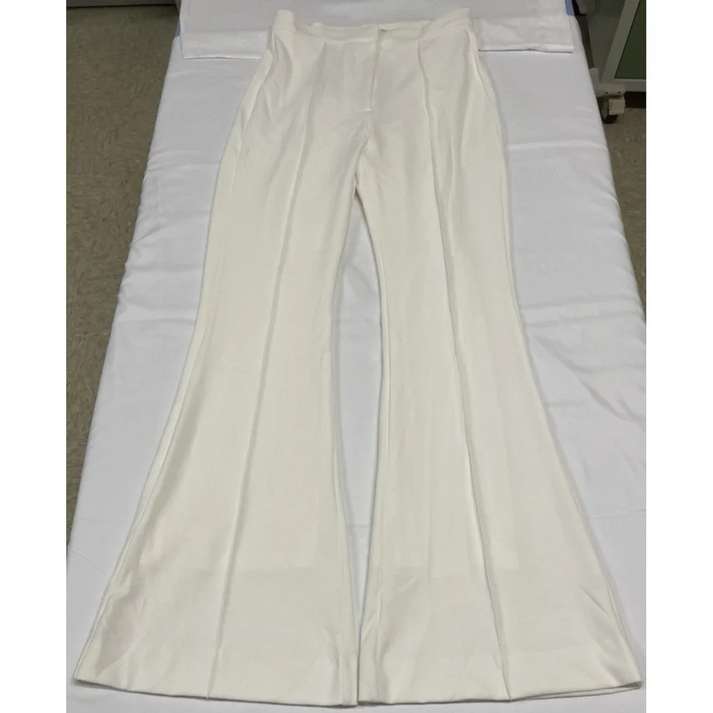 MESHKI Zendaya Highwaisted Flare Pants Ivory‎ White Womens Large NWT
